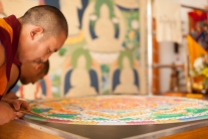 Deprung Loseling Monks | making Medicine Buddha Mandala |Tibetan Gallery & Studio sebastopol, ca